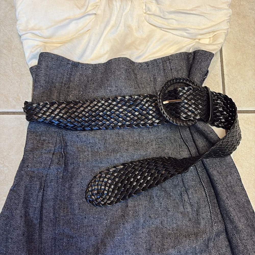 SOLD❣️❣️Vintage New Deadstock Y2K Strapless Denim Belted Mini Dress💕 - Picture 5 of 7